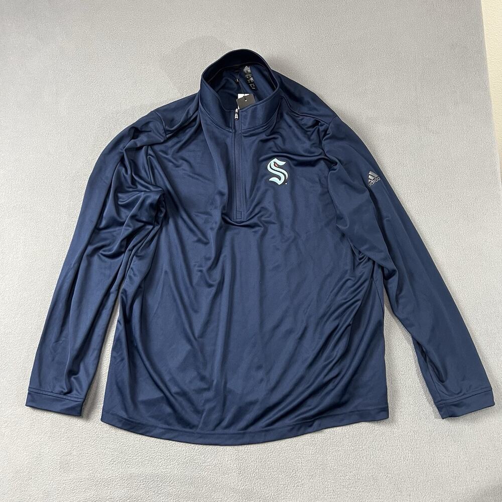 Adidas Sweater Mens 2XL Blue Seattle Kraken NHL Athletic Pullover Sweatshirt
